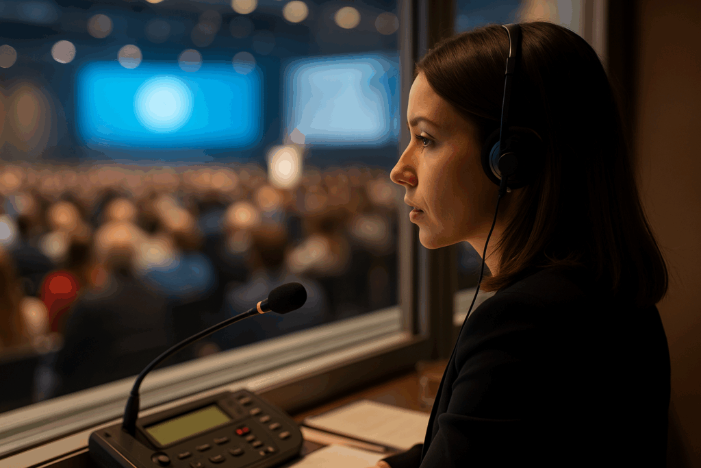 Intérprete en conferencia internacional